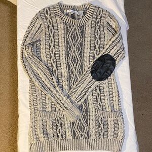 Eight Eight Eight Grey and Tan Cable Knit Sweater Dress